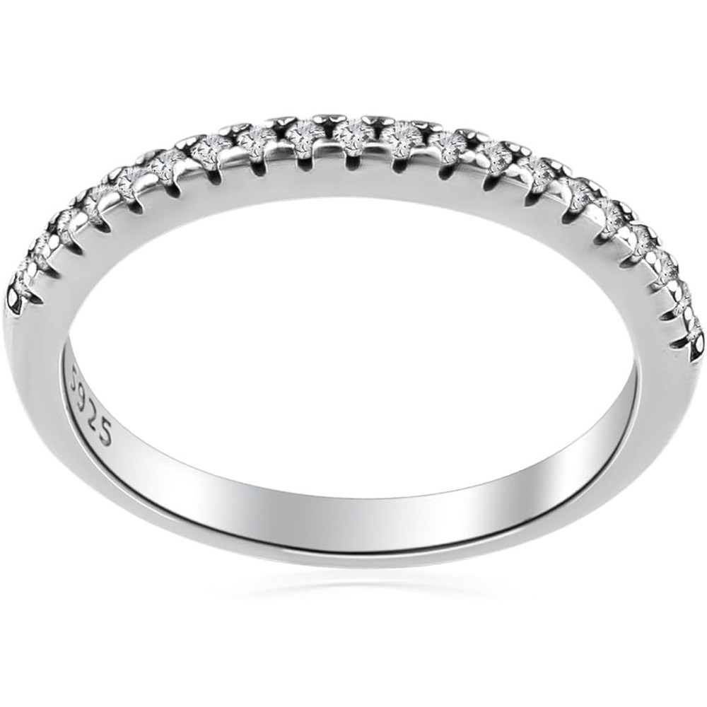 925 Sterling Silver Band with Sparkling Accents
